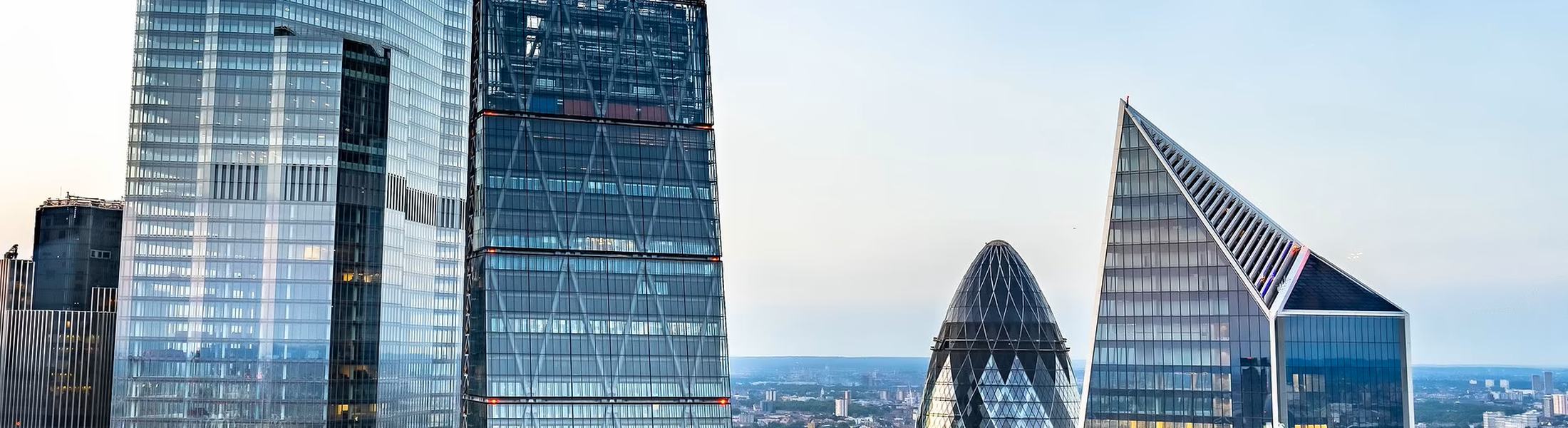 London skyline with the Gherkin and the Scalpel, where The Finance Equation advises business owners and property investors